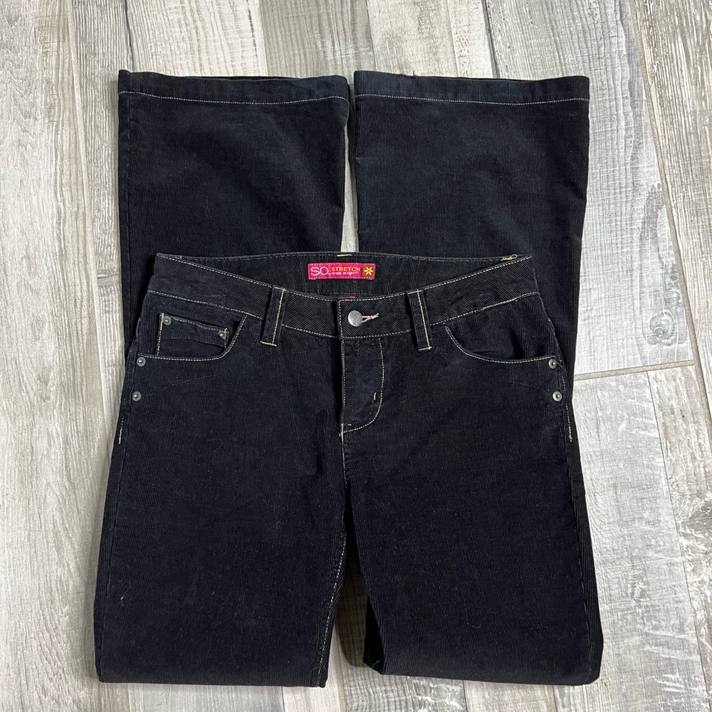 90’S SO STRETCH Vintage Black low rise corduroy flare pants